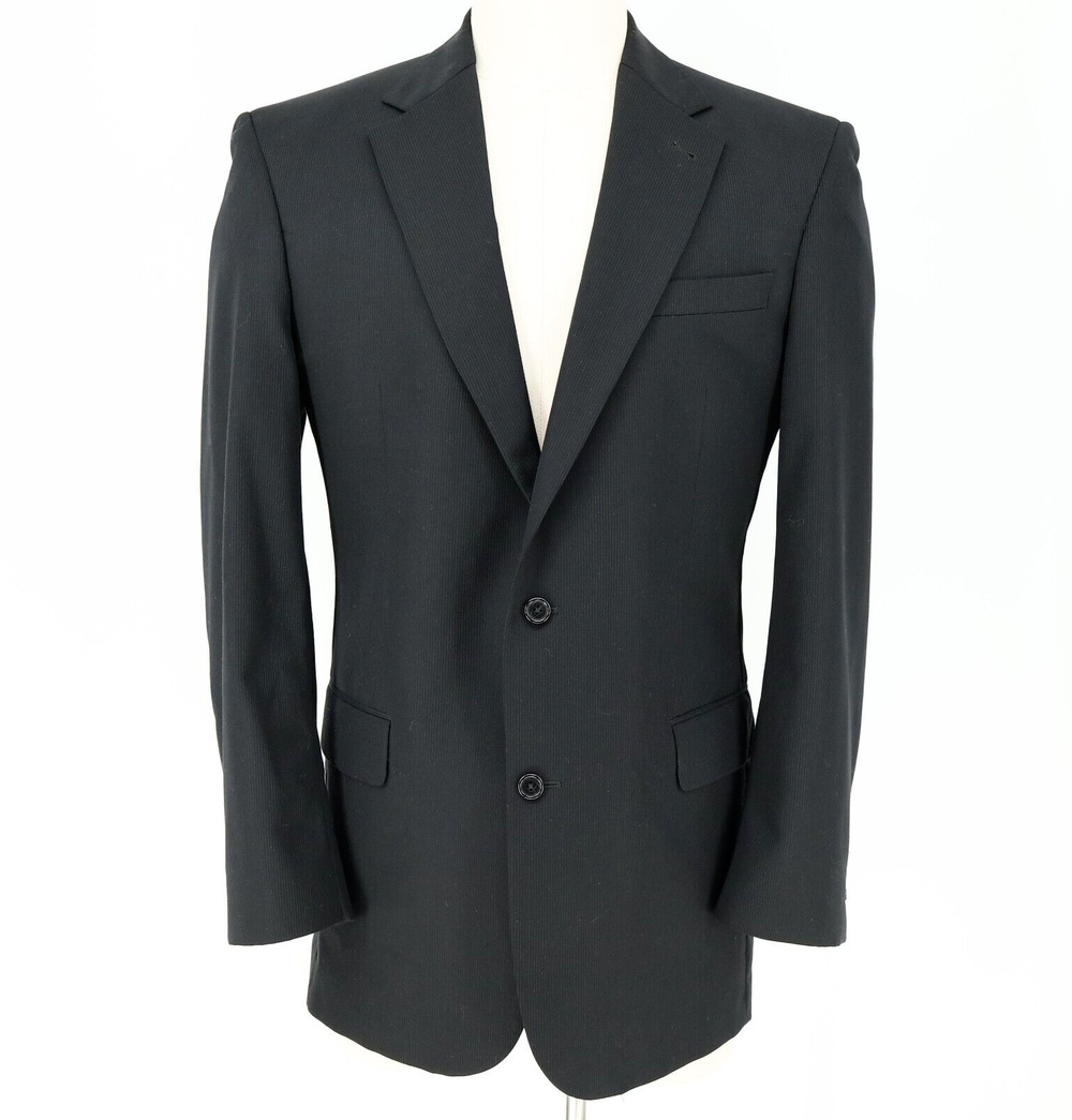 Jos A Bank Sport Coat Mens 42L Navy Blue Jacket Wool Blend Blazer Thin Stripe